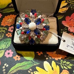 KATE SPADE fireworks floral multi ring sz5 NWT